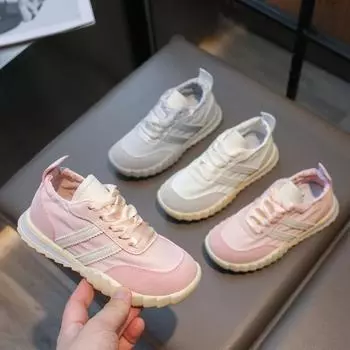 Children s Summer Running Shoe Luxury Brand Casual Shoes for Boys Girls Mesh Breathable Platform Designer Pink Kid s Sneakers 26 бежевый