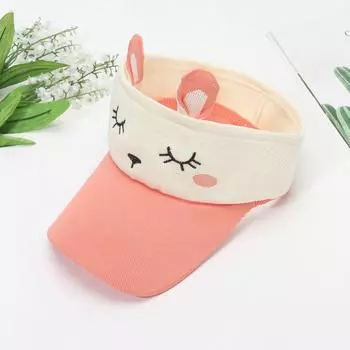 Children s Sun Hat Summer Cartoon Rabbit Peaked Cap Girl Sun-Proof Classic Style Topless Hat Baby Hat Orange