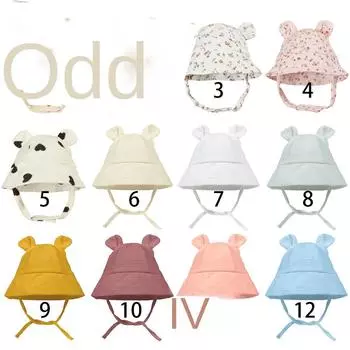 Children s Sun Hat Super Cute Bunny Ears Baby Pot Hat Double Gauze Cotton Baby Fisherman Hat серый