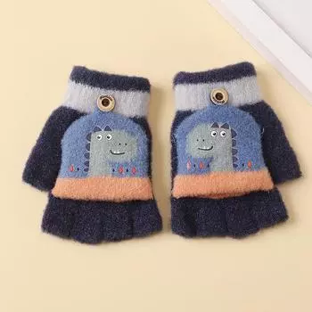 Children s Thickened Warm Winter Gloves Baby Knitted Outdoor Coldproof Gloves Flip Half Finger Men s Fleece Gloves