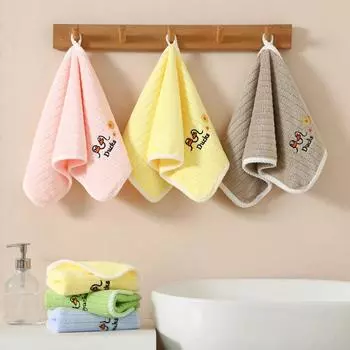 Children s Towels for Face Washing Kindergarten Boys and Girls Absorbent Baby Soft Rectangular Non-cotton Face Towels жёлтый