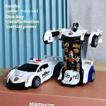 Children s Toy Car Boy One-button Deformation Toy Car Collision Car Robot Inertia Collision Police Car Racing