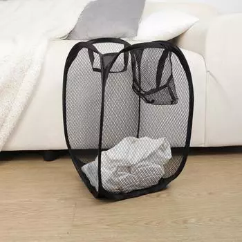 Children s Toy Storage Foldable Portable Net Grid Laundry Basket Dirty Dlothes Basket Dirty Clothes Basket Home Storage Clothes чёрный