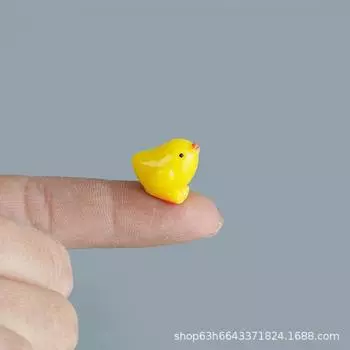 Children S Toys Mini Yellow Chicken Animal Resin Diy Accessories Car Center Console Landscaping Decorative Small Ornament