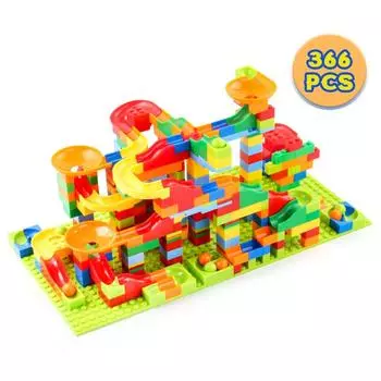 Children S Track Building Block Toys, Large Particles 336Pcs Variety Slide Park Diy Assembled Building Block Balls 20*8.5*18