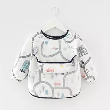 Children s waterproof overalls, long sleeves, reverse dressing, baby eating clothes, aprons, cotton children s overalls, baby bi