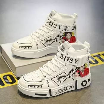 Children s white shoes Spring and autumn middle and older children s shoes Boys 8 high-top sports flat shoes 10 years old 12 students 9 boys shoes 31