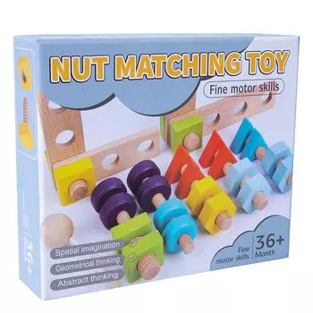 Children s Wooden Nut Color Shape Matching Game Kindergarten Early Education Puzzle Screw Combination String Toy