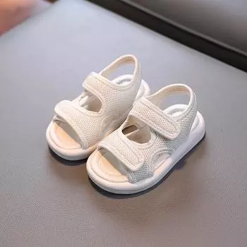 Children Sandals 2024 Summer Kids Beach Shoes Sport Sandals Unisex Baby Toddler Boys Girls Open-toed Sandals 21 бежевый