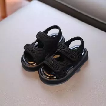 Children Sandals 2024 Summer Kids Beach Shoes Sport Sandals Unisex Baby Toddler Boys Girls Open-toed Sandals 21 бежевый
