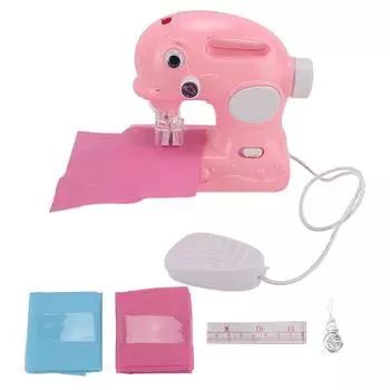Children Sewing Machine Toy DIY Electric USB Rechargeable Sewing Machine Toy Set for Children Pink розовый