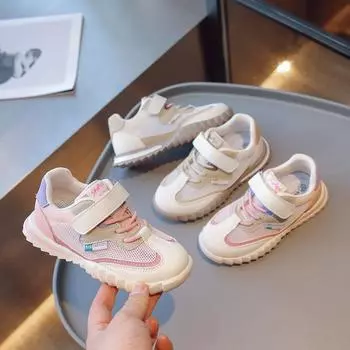 Детская обувь весна осень новые нескользящие повседневные универсальные спортивные туфли для девочек дизайнерские дышащие кроссовки Zapatillas De Mujer 26insole16.6cm розовый