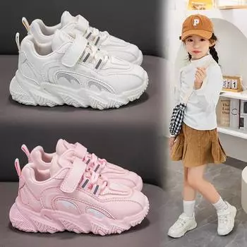 Children Shoes Sneakers PU Leather 2025 Winter New Children Comfort Anti Slip Wear-resistant White Shoes Soft Sole Casual Shoes 26-Inner-16.3cm белый
