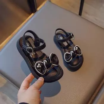Children Simple Korean Style Bow Pearls 2024 Solid Color Kids Fashion Casual Shoes for Girls Non-slip Breatheable Soft Versatile 27 бежевый