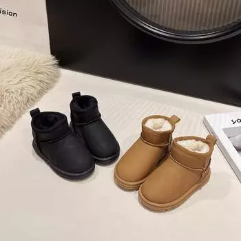 Children Snow Boots Boys Girls Fashion Classic Boots Kids Thermal Warm Ankle Boots Thick Plush Suede Flock Fabric Winter New 26 коричневый
