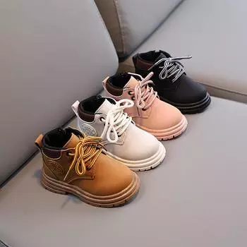 Детские зимние теплые сапоги Нескользящая обувь для мальчиков Девочек Брендовые сапоги Комфортные детские плюшевые сапоги Модные кроссовки 30 белый
