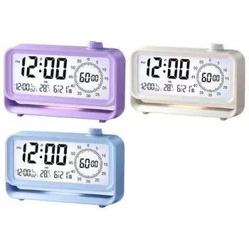 Children Student Alarm Clock with Volumes Control 60 Minutes Visual Timers LCD Display for Regular Wakes Up Routines белый