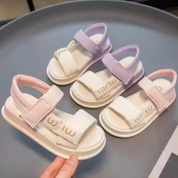 Детские летние сандалии для мальчиков и девочек, повседневные школьные спортивные сандалии, простые модные детские пляжные сандалии с толстой подошвой, нескользящие 26 розовый