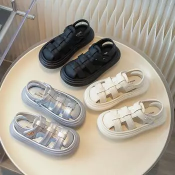 Children Summer Sandals Kids Anti-kick Toe Protection Beach Sandals Boys Girls Fashion Breathable Hollow Running Shoes 26