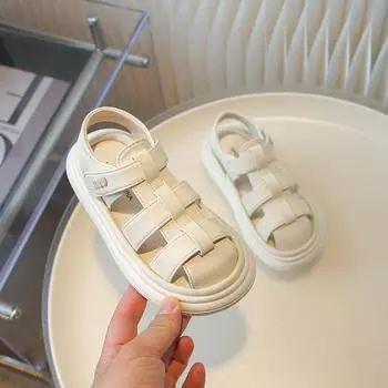 Children Summer Sandals Kids Anti-kick Toe Protection Beach Sandals Boys Girls Fashion Breathable Hollow Running Shoes 26