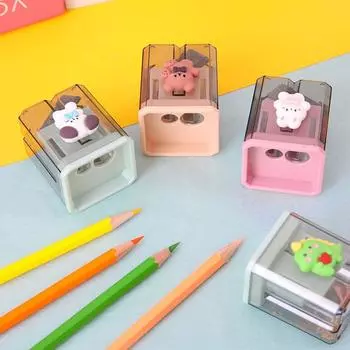 Children Transparent Pencil Cutting Tools Art Supplies Student Stationery 2 Holes Pencil Sharpener 11
