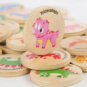Children Wooden Toy Memory Find The Same Dinosaur Matching Jigsaw Puzzle Game Montessori Baby Educational Toys For Kids Montesso
