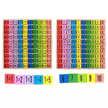 Children Wooden-Toys 99 Multiplication Table Math Toy 10*10 Figure