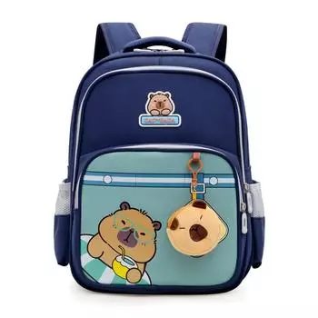 Childrens Backpack With Capybara Print Design And High Capacity For School Daily