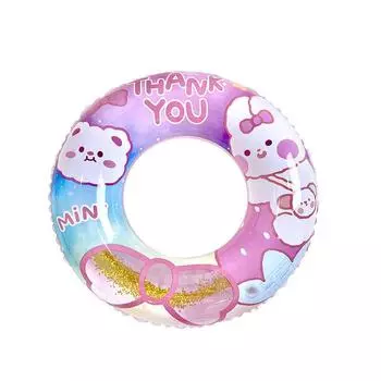 Childrens Cartoon Teddy Bear And Rabbit Glitter Inflatable Swimming Ring NO.60(10-25KG)