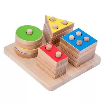 Childrens Geometric Wooden Shape Cognitive Matching Intelligent Column Toy Set