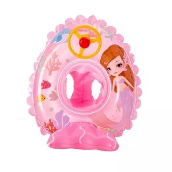 Childrens Mermaid Lace Thickened Inflatable Swimming Ring With Wheel Steering