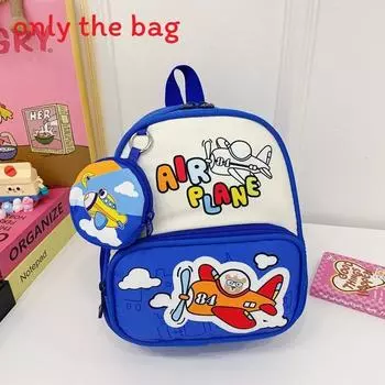 Childrens With Backpack Cartoon Cat And Airplane Print Design For Use Daily