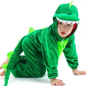 Childs Dinosaur Halloween Costume Crocodile Fancy Dress Cosplay Jumpsuit Unisex Long Green,100cm