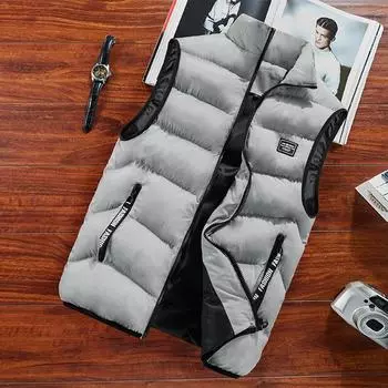 ChiliDay модная мужская куртка жилет без рукавов термомягкие жилеты повседневные пальто мужской хлопковый мужской жилет мужской утепленный жилет M чёрный