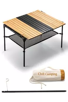 ChillCamping Деревянный Стол-Складной Кемпинг Открытый Компактный Деревянный Столб (Фонарь в комплекте)