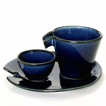 Chilled Sake Cup Sake Plate Set Eggplant Navy