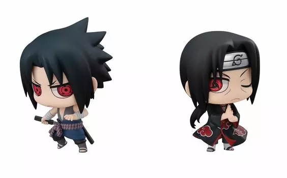 Chimi Mega Buddy NARUTO Shippuden Uchiha Sasuke Itachi Sibling Showdown Set 65mm PVC Painted Complete Figure Series! & Approx.