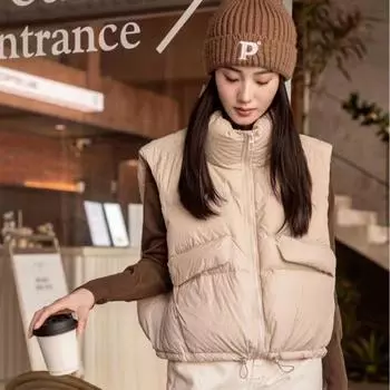 China Europe stand-up collar new short winter down cotton vest women s vest warm Korean version fashion small vest vest vest vest M