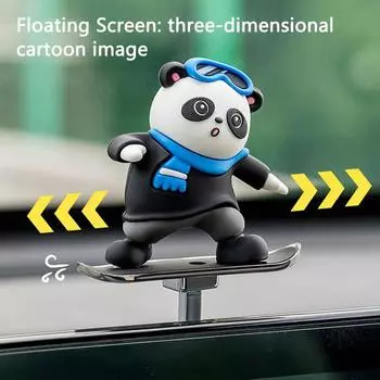 China Panda 3D Three-dimensional Mobile Scooter Car Interior Decoration Decoration With The Auto Floating Swing Center Console