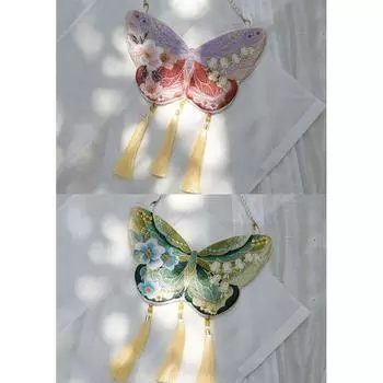 Chinese Ancient Style Li Luo Ge Different Color Crossbody Bag Original Embroidery Double-sided heterochromatic bag