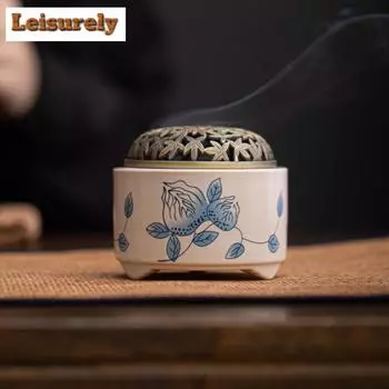 Chinese Blue and White Ceramic Incense Burner Antique Buddha Hand Fruit Aromatherapy Furnace Censer Holder Tea Ceremony Crafts