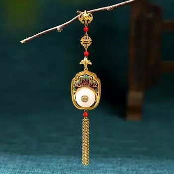 Chinese classical cheongsam press placket pendant enamel lotus safety buckle long fringed pendant retro Chinese style accessories