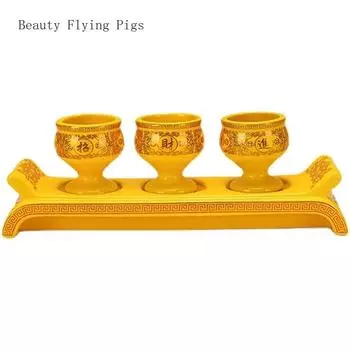 Chinese Creative Ceramic God of Wealth Offering Cup Household Buddha Offering Cup Feng Shui Home Accessories