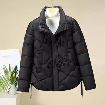 Chinese Disc Buckle Down Padded Jacket, Short Fashion, Warm, Thickened Stand-up Collar Jacket, Winter Padded Jacket XXXXL