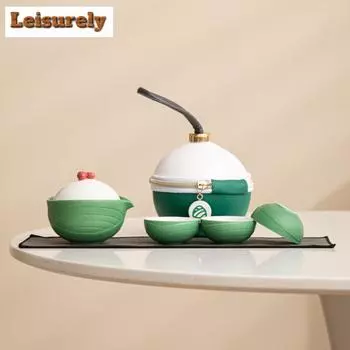 Chinese Dragon Boat Festival Tea Set Kit Set of Cups 1 Pot 3 Cups Tea Maker Camping Portable Organizer Teaset Accessories Gift