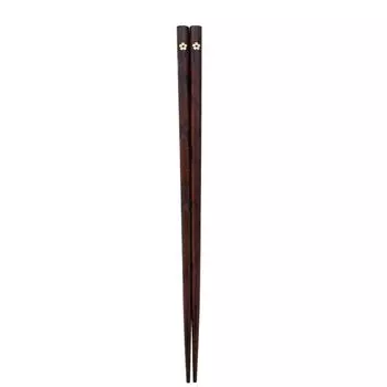Chinese Elegant Reusable Wooden Plum Blossom Pattern Chopsticks Kitchen Utensils Tableware Flatware