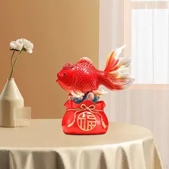 Китайская статуэтка рыбы фэн-шуй, настольное украшение, статуэтка, декоративный подарок на день рождения, настольное украшение Red Bag