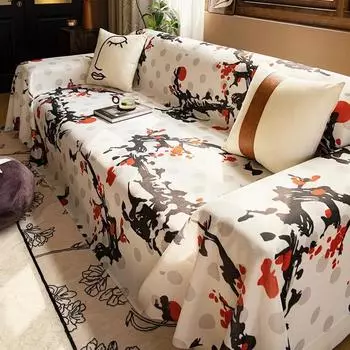 Китайская картина тушью, ветер, лед, шелк, диванное полотенце, летний чехол для дивана, пылезащитный чехол, подушка для сиденья для лета, цельный тканевый чехол для дивана 180*130cm