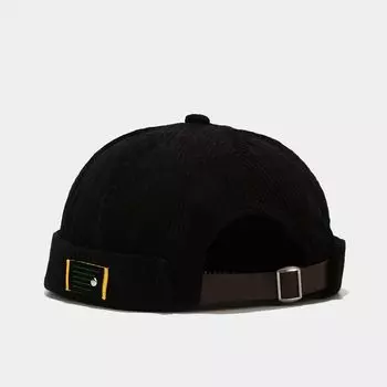 Chinese Landlord Hat K-style New Arrival Personalized Labeling Corduroy Yuppie Hat Men Trendy Japanese Style Harajuku Retro Skullcap Women Black M(56-58cm)