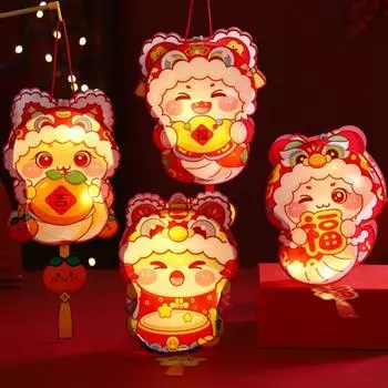 Chinese Lantern Making Kit DIY New Year Handheld Lantern Battery-Powered Easy Assembly A